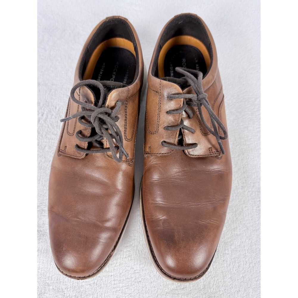 Rockport Total Motion Sport Dress Plain Toe Oxford Brown Leather Mens Shoes - Picture 6 of 6